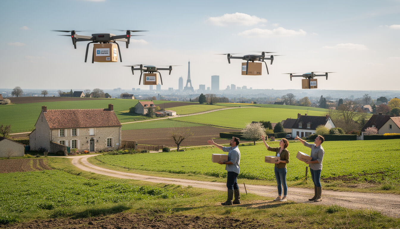 Découvrez comment le service de livraison par drones transforme la distribution en zones rurales autour de Paris, offrant rapidité, efficacité et accessibilité aux habitants.
